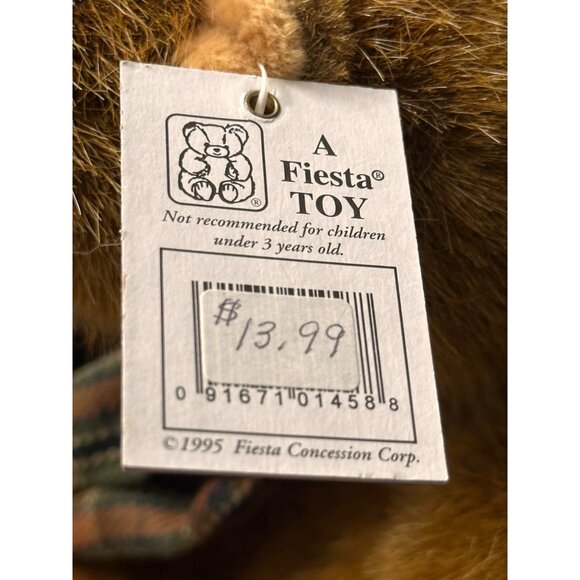 Samuel  humpback Teddy Bear with Plaid Scarf T.C. Dawson By Fiesta Plush  TAG - Picture 13 of 13